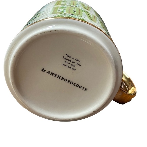 ANTHROPOLOGIE Mug Living Lovely Green/Gold - Picture 4 of 4